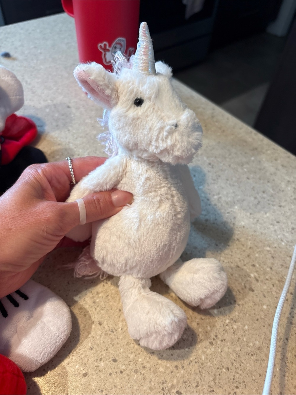 Jellycat Cream Plush Unicorn with Shimmering Pink Mane